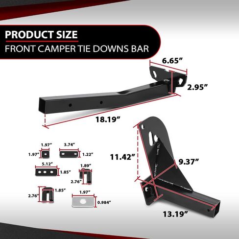 Front Camper Tie Downs Bar Powder Coated Compatible with Ford F250 F350 F450 Super Duty 2011-2016 8 Feet Bed Length Black in Saudi Arabia