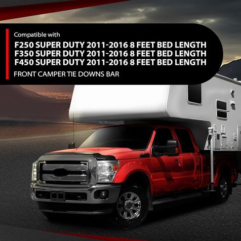 Front Camper Tie Downs Bar Powder Coated Compatible with Ford F250 F350 F450 Super Duty 2011-2016 8 Feet Bed Length Black in Saudi Arabia