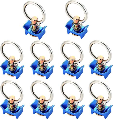 ATPEAM Single Stud L-Track Fitting with Round Ring | Pack of 10 Stainless Steel Round Ring Aluminum Keeper Cargo Control for Airline Track Logistic Installation, 4,000LB Capacity (Blue) in Saudi Arabia