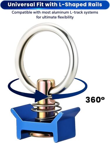 ATPEAM Single Stud L-Track Fitting with Round Ring | Pack of 10 Stainless Steel Round Ring Aluminum Keeper Cargo Control for Airline Track Logistic Installation, 4,000LB Capacity (Blue) in Saudi Arabia