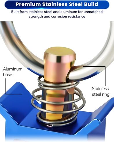 ATPEAM Single Stud L-Track Fitting with Round Ring | Pack of 10 Stainless Steel Round Ring Aluminum Keeper Cargo Control for Airline Track Logistic Installation, 4,000LB Capacity (Blue) in Saudi Arabia