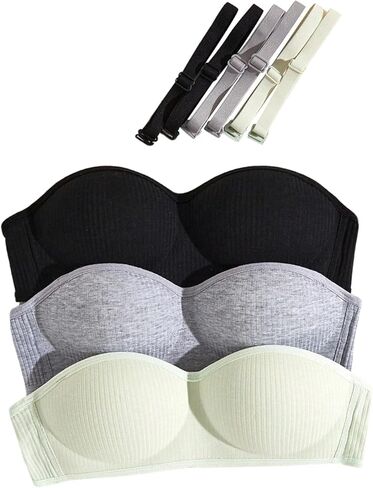 OYOANGLE Girl's Training Bras Padded Bralette with Adjustable Detachable Strap Strapless Bandeau Bra in Saudi Arabia