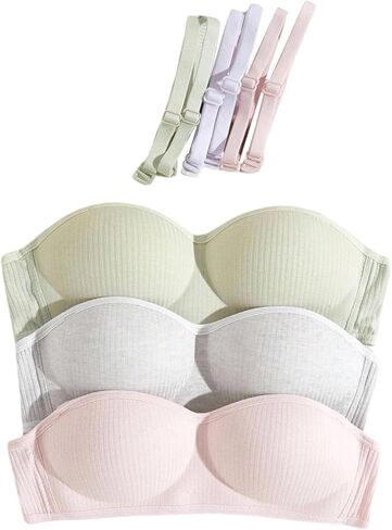 OYOANGLE Girl's Training Bras Padded Bralette with Adjustable Detachable Strap Strapless Bandeau Bra in Saudi Arabia