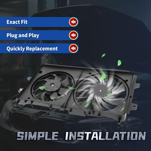 Engine Radiator Cooling Fan Assembly Compatible with Impala Monte Carlo Lacrosse 2006-2011 V6 3.5L 3.6L 3.9L Replace 89018690 89018691 GM3115187 Dual Radiator Fans with Shroud in Saudi Arabia