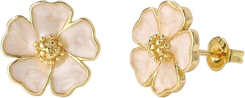 Cute Small Blue 5-Petal Flower Stud Earrings for Women, Unique Statement Flower Earring Lightweight Everyday Jewelry Gift in Saudi Arabia