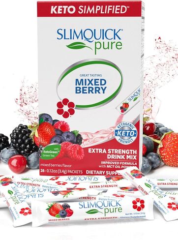 Slimquick Pure 3x مزيج مشروب التوت المختلط ذو القوة الإضافية للنساء للمساعدة في تحقيق أهداف الوزن، ويساعد على التمثيل الغذائي، ويحافظ على الامتلاء لفترة أطول مع الشاي الأخضر، والكافيين، وشجرة العفة، ومستخلص الروديولا - 26 قطعة in Saudi Arabia