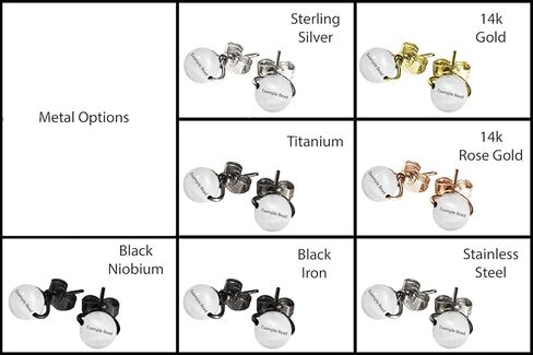 Blue Apatite 6mm Simple Bead Post Earrings in Steel, Black Iron,Titanium, Sterling Silver,14K Rose Gold or 14k Gold Wire (Handmade), Real Gemstone bead in Kuwait