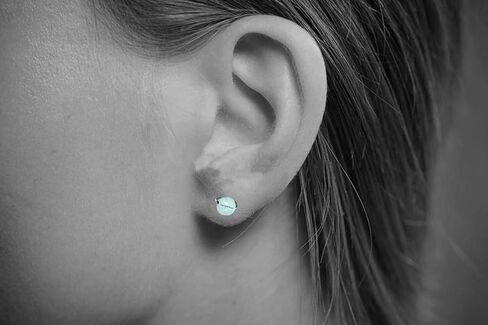 Blue Apatite 6mm Simple Bead Post Earrings in Steel, Black Iron,Titanium, Sterling Silver,14K Rose Gold or 14k Gold Wire (Handmade), Real Gemstone bead in Kuwait