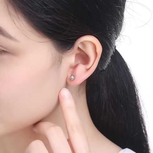 950 البلاتين أقراط الماس قطع 5mm الكرة المستديرة ترصيع لذيذ الأبيض الذهب القرط مجوهرات الزفاف حفلة عيد ميلاد للنساء زوجة سيدة PT091327 in Saudi Arabia