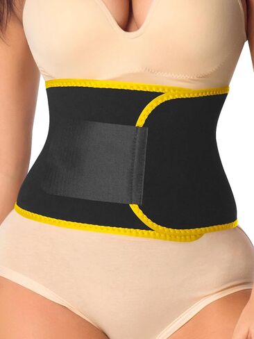 Women's Waist Trainer, Adjustable Neoprene Sweat Band Corset Belt for Tummy Training, Yellow in Saudi Arabia