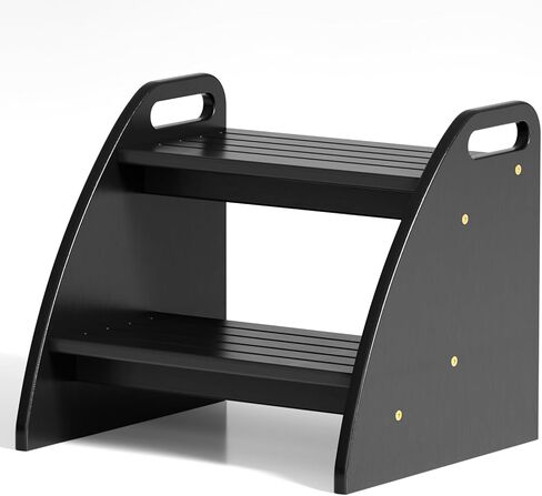 مقعد من الخيزران ذو خطوتين بسعة 300 رطل، مقعد خشبي ذو خطوتين مع مقابض غير قابلة للانزلاق، مقعد متدرج عالي التحمل للكبار بجانب السرير، مقعد خشبي قوي للحمام الصغير والمطبخ in Kuwait