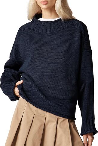 البلوزات المتضخم للنساء لفة عالية الرقبة تنحنح كم طويل لينة مكتنزة كابل متماسكة مخطط البلوز القمم ملابس خارجية in Kuwait