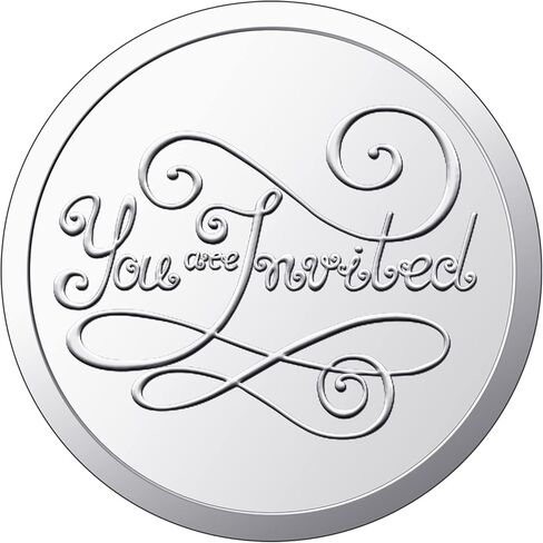 200 Pieces Envelope Embossed Sticker 're Invited Wedding Round Embossed Foil Seals Embossed Aluminum Foil Sticker Seal are Invited Stickers for Envelopes Invitations Present Decoration (Silver) in Saudi Arabia