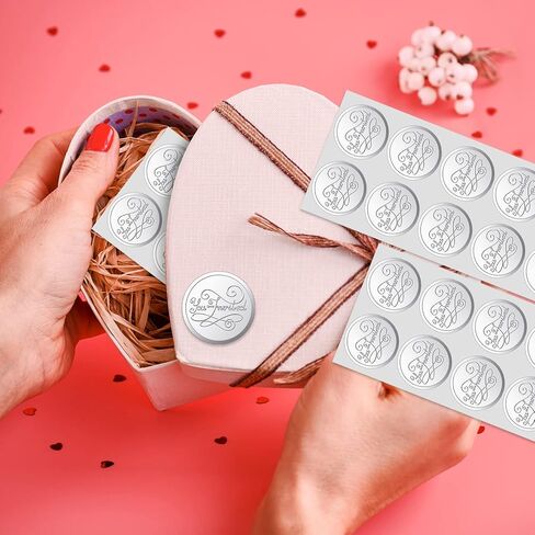200 Pieces Envelope Embossed Sticker 're Invited Wedding Round Embossed Foil Seals Embossed Aluminum Foil Sticker Seal are Invited Stickers for Envelopes Invitations Present Decoration (Silver) in Saudi Arabia