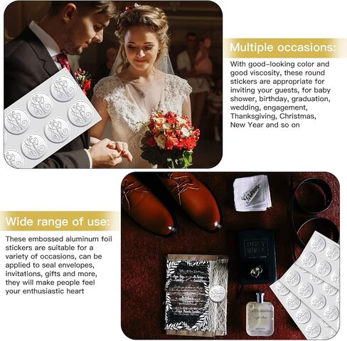 200 Pieces Envelope Embossed Sticker 're Invited Wedding Round Embossed Foil Seals Embossed Aluminum Foil Sticker Seal are Invited Stickers for Envelopes Invitations Present Decoration (Silver) in Saudi Arabia