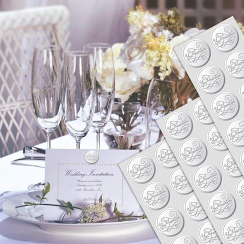 200 Pieces Envelope Embossed Sticker 're Invited Wedding Round Embossed Foil Seals Embossed Aluminum Foil Sticker Seal are Invited Stickers for Envelopes Invitations Present Decoration (Silver) in Saudi Arabia