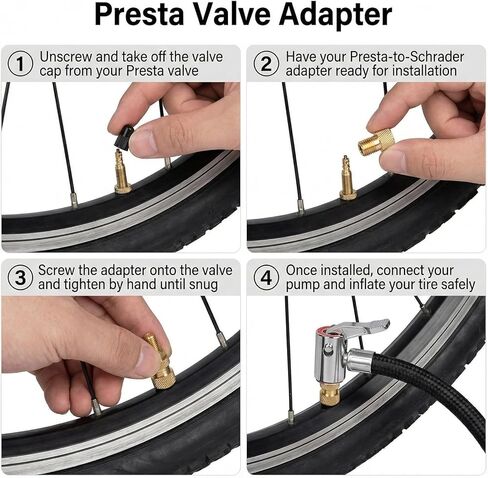 20'' Tire Inflator Hose Extension with 90 Degree Lock on Air Chuck, Heavy Duty Air Compressor Hose Adapter, Portable Tire Pump Replacement for Car, Bike Presta & Schrader, Ball Needle Included in Kuwait