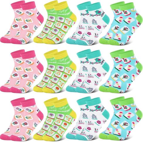 gisgfim Mahjong Socks Womens Funny Lucky Mahjong Socks for Women Men Classic Patterns Set Themed Ankle Sock Mah Jongg in Saudi Arabia