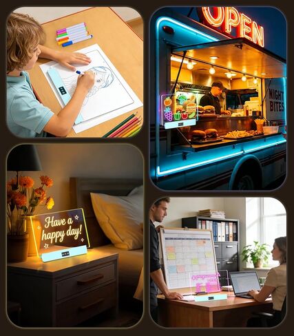 لوحة كتابة LED مقاس 16 بوصة لوحة رسم متوهجة RGB، لوحة رسائل مضيئة قابلة لإعادة الشحن مع شاشة عرض البطارية وقفل اللمس، حامل قابل للطي، حامل على الحائط، أكريليك مقاوم للخدش للأطفال، المنزل، الفصل الدراسي in Kuwait