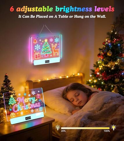 لوحة كتابة LED مقاس 16 بوصة لوحة رسم متوهجة RGB، لوحة رسائل مضيئة قابلة لإعادة الشحن مع شاشة عرض البطارية وقفل اللمس، حامل قابل للطي، حامل على الحائط، أكريليك مقاوم للخدش للأطفال، المنزل، الفصل الدراسي in Kuwait