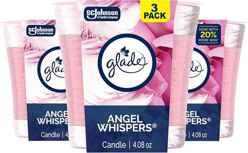 Glade 1-Wick Scented Candle Jar, Angel Whispers, Air Freshener Infused with Essential Oils, 4.08 Oz, 3 Count in Saudi Arabia