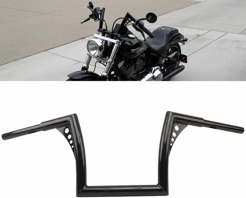 10 Inch Rise 1-1/4'' Batwing Ape Hangers Handlebar Compatible With Harley Softail FLST FXST Sportster XL 883 1200 Touring Road Glide+Road King (Gloss Black) in Kuwait