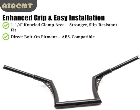 10 Inch Rise 1-1/4'' Batwing Ape Hangers Handlebar Compatible With Harley Softail FLST FXST Sportster XL 883 1200 Touring Road Glide+Road King (Gloss Black) in Kuwait