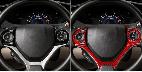 Real Premium 3K Carbon Fiber car Driver Side Dashboard Kit Frame Cover Sticker Trim Decoration Compatible with Honda Civic 9 Coupe Sedan 2013 2014 2015 Car Interior Accessories -A 4pcs Red in Saudi Arabia