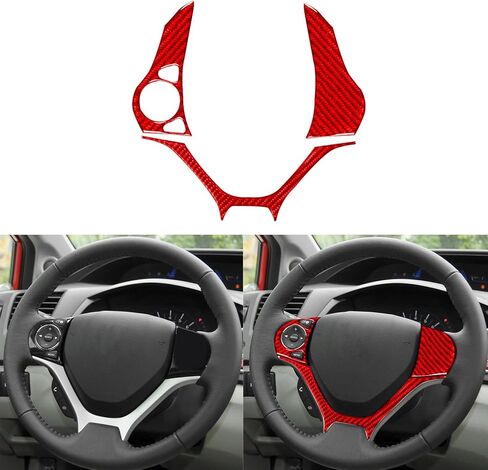 Real Premium 3K Carbon Fiber car Driver Side Dashboard Kit Frame Cover Sticker Trim Decoration Compatible with Honda Civic 9 Coupe Sedan 2013 2014 2015 Car Interior Accessories -A 4pcs Red in Saudi Arabia