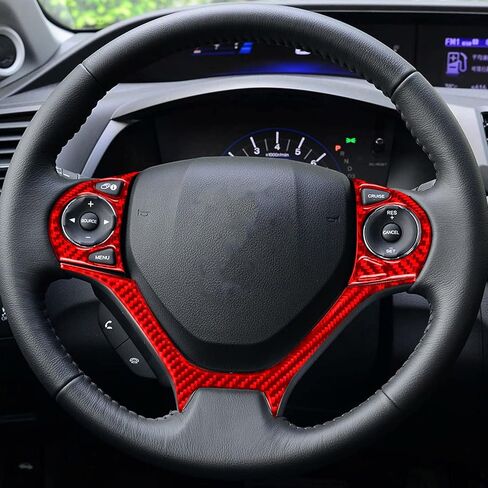 Real Premium 3K Carbon Fiber car Driver Side Dashboard Kit Frame Cover Sticker Trim Decoration Compatible with Honda Civic 9 Coupe Sedan 2013 2014 2015 Car Interior Accessories -A 4pcs Red in Saudi Arabia