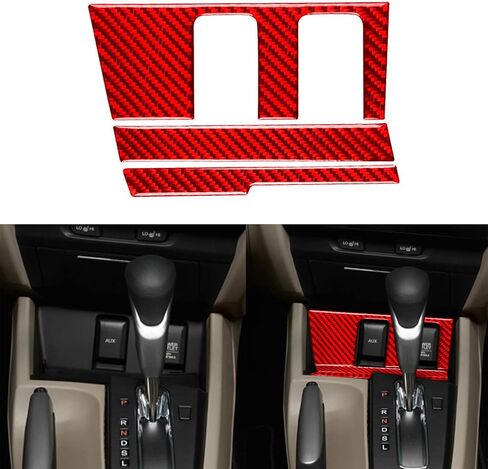 Real Premium 3K Carbon Fiber car Driver Side Dashboard Kit Frame Cover Sticker Trim Decoration Compatible with Honda Civic 9 Coupe Sedan 2013 2014 2015 Car Interior Accessories -A 4pcs Red in Saudi Arabia