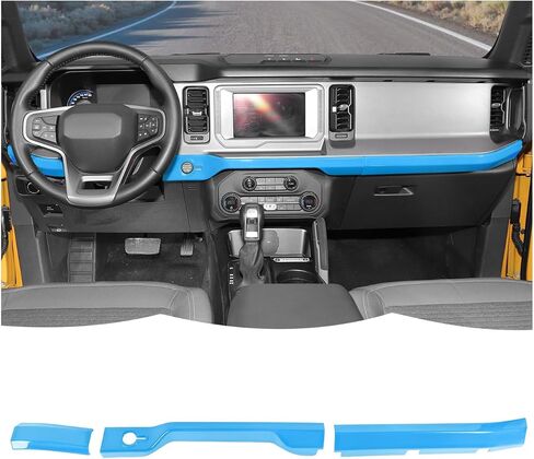 RT-TCZ غطاء شريط لوحة القيادة لوحدة التحكم المركزية ملحقات الديكور الداخلية لسيارة Ford Bronco 2021-2025 (أزرق) in Saudi Arabia