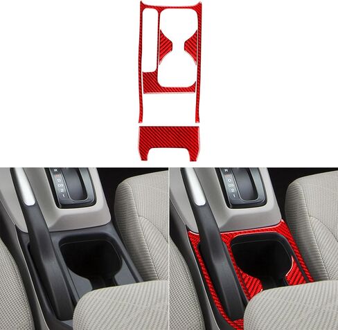 Real Premium 3K Carbon Fiber car Driver Side Dashboard Kit Frame Cover Sticker Trim Decoration Compatible with Honda Civic 9 Coupe Sedan 2013 2014 2015 Car Interior Accessories -A 4pcs Red in Saudi Arabia