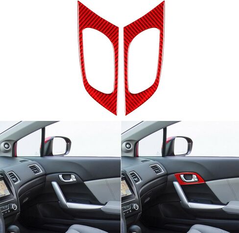Real Premium 3K Carbon Fiber car Driver Side Dashboard Kit Frame Cover Sticker Trim Decoration Compatible with Honda Civic 9 Coupe Sedan 2013 2014 2015 Car Interior Accessories -A 4pcs Red in Saudi Arabia