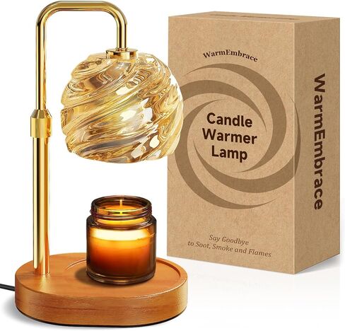 WarmEmbrace Candle Warmer Lamp with Timer for Jar Candles - Dimmable, Height and Brightness Adjustable Electric Wax Warmer Black, 2 Bulbs Included, House Warming Gift & Vintage Home Decor in Saudi Arabia