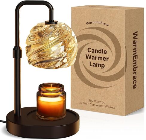 WarmEmbrace Candle Warmer Lamp with Timer for Jar Candles - Dimmable, Height and Brightness Adjustable Electric Wax Warmer Black, 2 Bulbs Included, House Warming Gift & Vintage Home Decor in Saudi Arabia