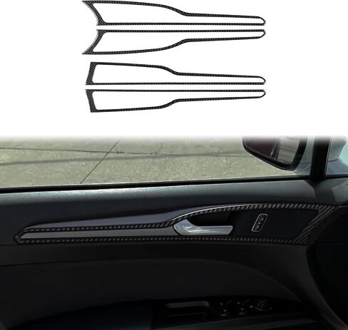 حقيقي 3K ألياف الكربون الأسود سيارة الركاب الجانب لوحة القيادة لوحة الزخرفية قطاع تقليم ملصق اكسسوارات السيارات الداخلية متوافق مع Ford Fusion S SE Titanium 2013-2021/Ford Mondeo 2014-2022 in Kuwait