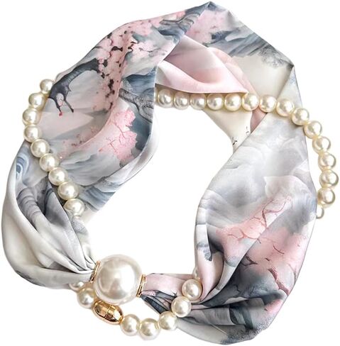 First Choose Silk Felling Magnetic Buckle with Rhinestone Small Neckerchief Clavicle Collar Headpiece Pendant Scarf for Women in Saudi Arabia