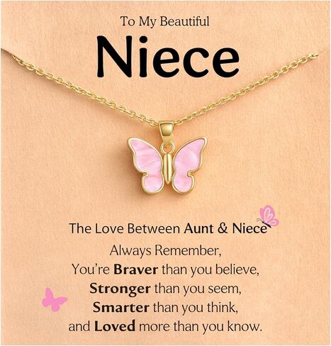 Valentines Day Gifts for Kids Girls, Cute Butterfly Necklace – Meaningful Jewelry for Granddaughter, Daughter, Niece from Mom/Aunt or Grandma for Birthday, Christmas, Valentine's Day in Saudi Arabia