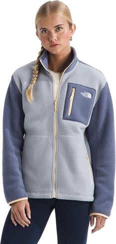 The North Face Women's Yumiori Full Zip Jacket - Lightweight Fleece Coat with Embroidered Logo, Secure Zip Pockets, White Dune/Desert Stone/Metal Pink, X-Large in Saudi Arabia