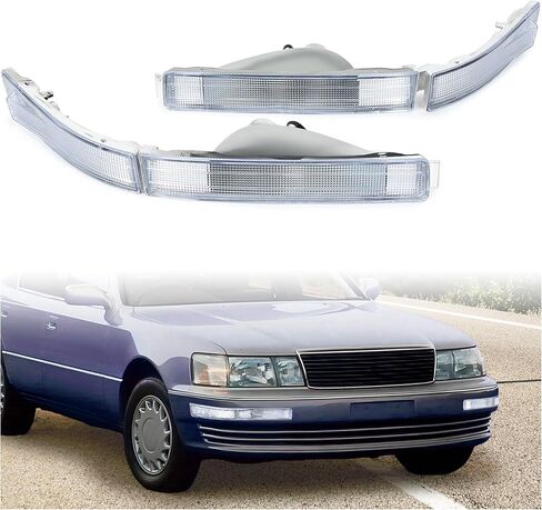 KUAFU Bumper Turn Signal Light Compatible with 1990-1994 Lexus LS400 Halogen Fog Lamps Bumper Turn Signal Assembly W/Bulbs Driver & Passenger Side (Clear Lens) in Saudi Arabia