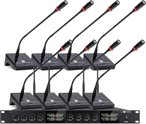 نظام ميكروفون احترافي ذو 4 قنوات UHF معقوفة، ميكروفونات مؤتمرات، تردد قابل للتعديل، ضوضاء خلفية منخفضة للغاية، مصممة للمؤتمرات الكبيرة، والخطابات العامة in Kuwait