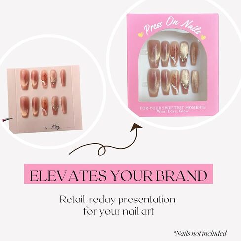 اضغط على صندوق تغليف الأظافر مع تعليمات، بطاقات دعم، حافظة أظافر فارغة باللون الوردي الفاخر لمجموعة Nail Tech Small Business 20 مجموعة in Kuwait