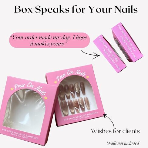 اضغط على صندوق تغليف الأظافر مع تعليمات، بطاقات دعم، حافظة أظافر فارغة باللون الوردي الفاخر لمجموعة Nail Tech Small Business 20 مجموعة in Kuwait