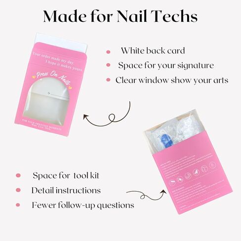 اضغط على صندوق تغليف الأظافر مع تعليمات، بطاقات دعم، حافظة أظافر فارغة باللون الوردي الفاخر لمجموعة Nail Tech Small Business 20 مجموعة in Kuwait
