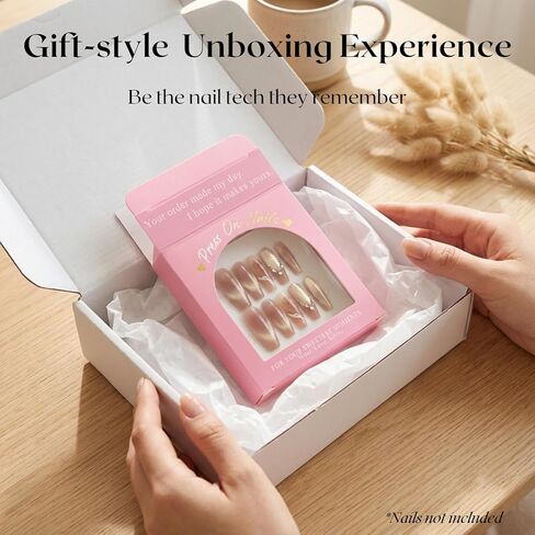 اضغط على صندوق تغليف الأظافر مع تعليمات، بطاقات دعم، حافظة أظافر فارغة باللون الوردي الفاخر لمجموعة Nail Tech Small Business 20 مجموعة in Kuwait
