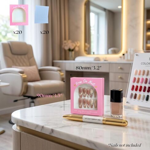 اضغط على صندوق تغليف الأظافر مع تعليمات، بطاقات دعم، حافظة أظافر فارغة باللون الوردي الفاخر لمجموعة Nail Tech Small Business 20 مجموعة in Kuwait