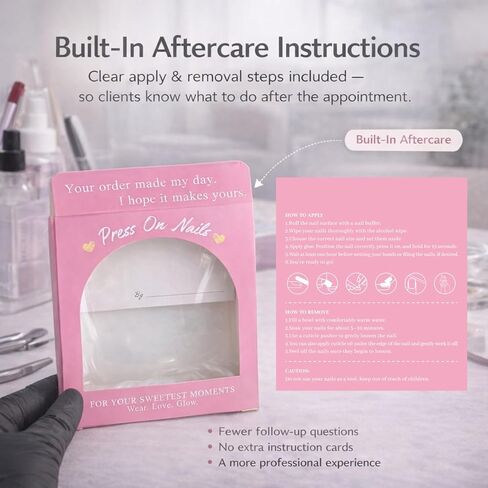 اضغط على صندوق تغليف الأظافر مع تعليمات، بطاقات دعم، حافظة أظافر فارغة باللون الوردي الفاخر لمجموعة Nail Tech Small Business 20 مجموعة in Kuwait