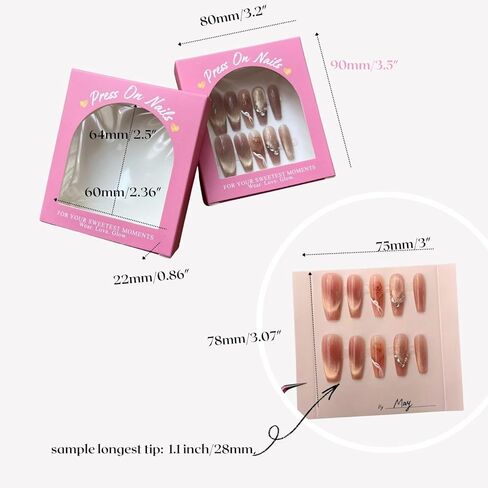 اضغط على صندوق تغليف الأظافر مع تعليمات، بطاقات دعم، حافظة أظافر فارغة باللون الوردي الفاخر لمجموعة Nail Tech Small Business 20 مجموعة in Kuwait