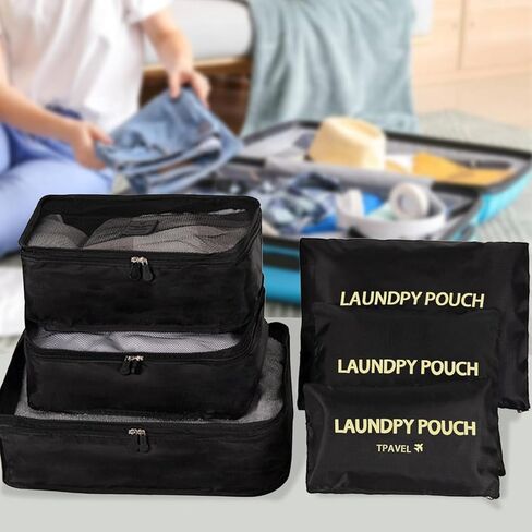 Packing Cubes 6 Set Luggage Packing Organizers for Travel Accessories Suitcase Organizers Travel Essentials（Gray） in Saudi Arabia